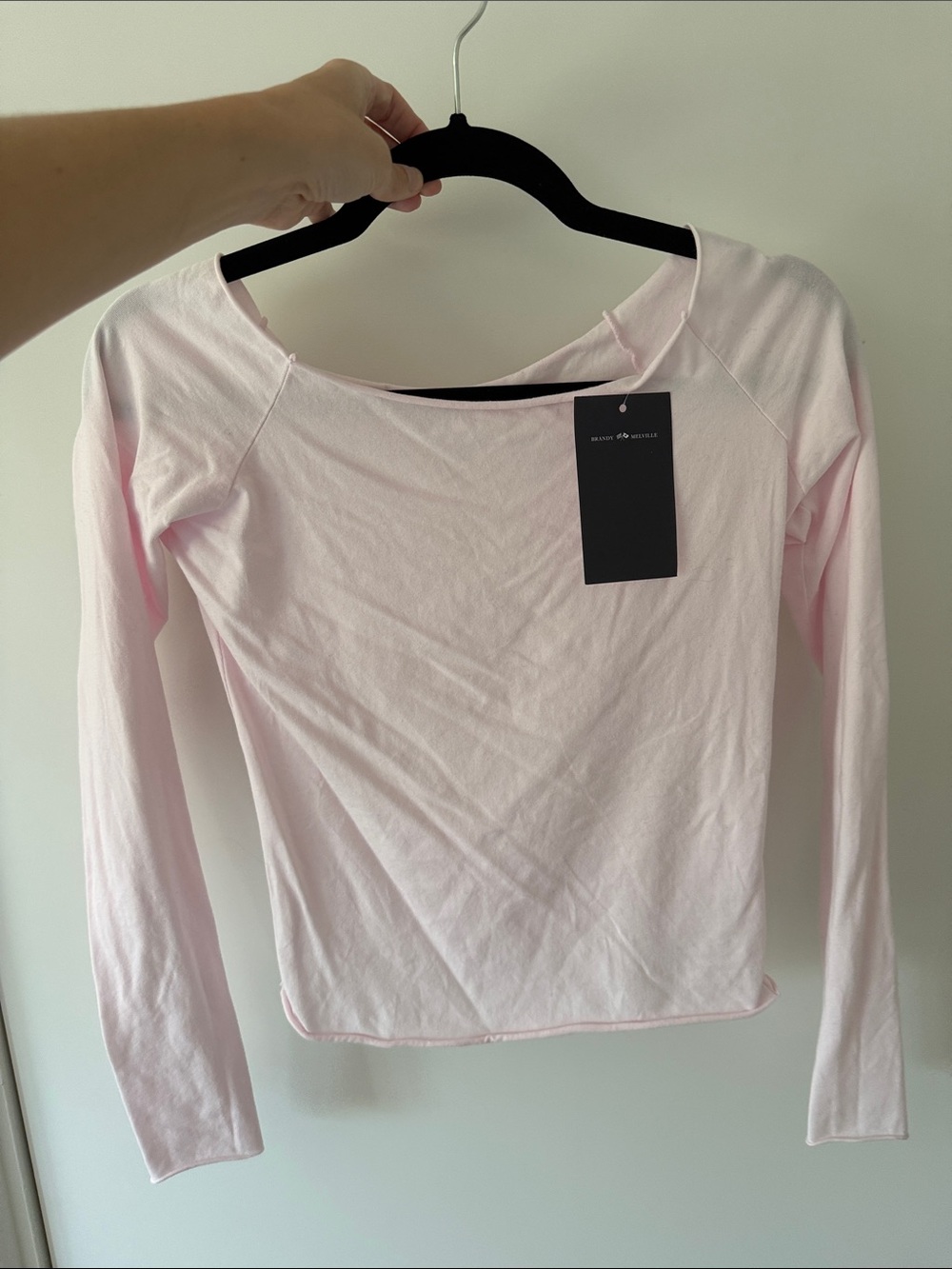 Brandy Melville Pale Pink Long-Sleeve off the shoulder Top